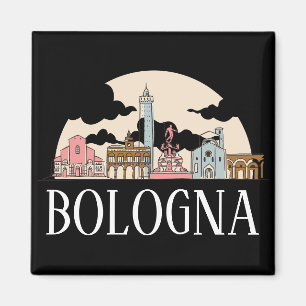 Imán Bolonia Italia City Silhouette Vintage Travel