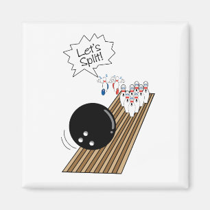 Imán bolos de boliche asustados dibujos animados humor