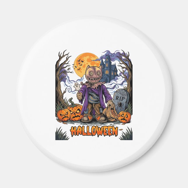 Imán Bolsa de dulces de espantapájaros de Halloween Cal (Frente)