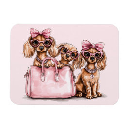 Imán Bolsa rosa de los perros Dachshund