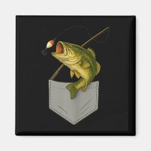 Imán Bolsillo de pez bajo gráfico divertido de pesca pa
