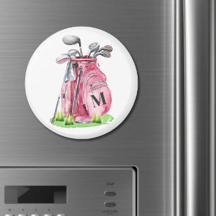 Imán Bolso de Golf con Monograma Rosa