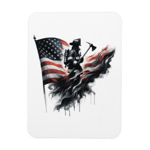 Imán Bombero americano. Bandera de los Estados Unidos.