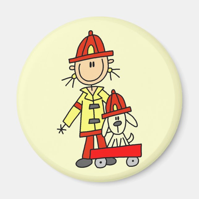Imán Bombero de palitos con dálmata (Frente)