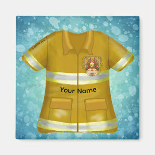 Imán Bombero Escudo Llamas