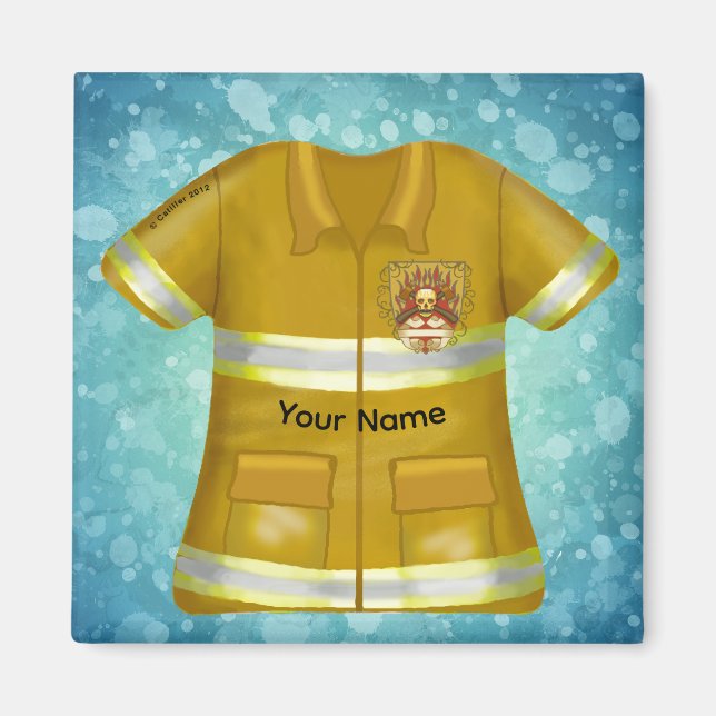 Imán Bombero Escudo Llamas (Frente)