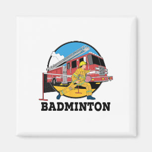 Imán Bombero jugando al bombero de Badminton