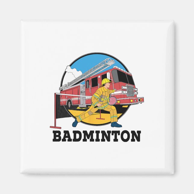 Imán Bombero jugando al bombero de Badminton (Frente)