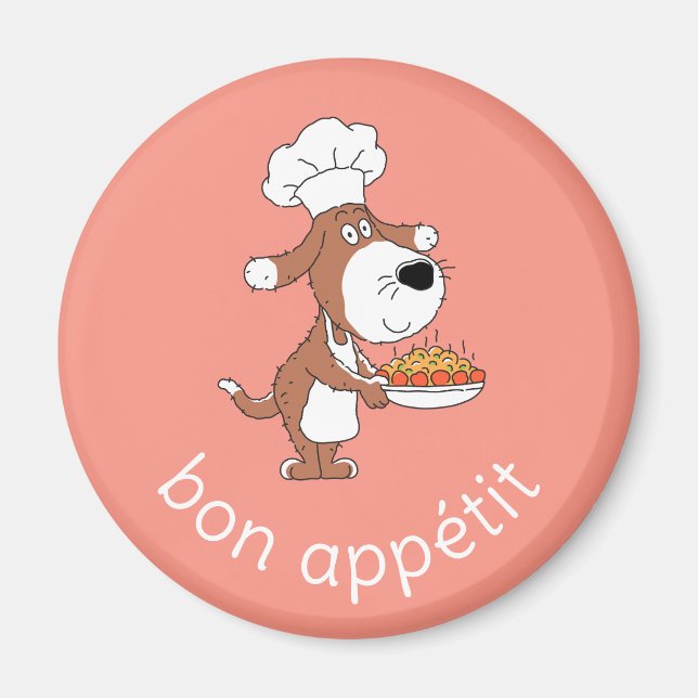 Imán Bon Appétit Chef Cook Cute Funny Perro Personaliza (Frente)