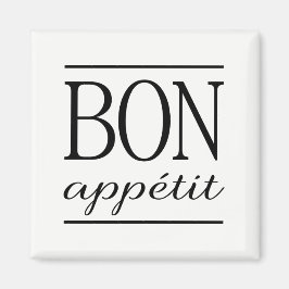 Imán BON APPETIT Tipografía Cita en Blanco y Negro