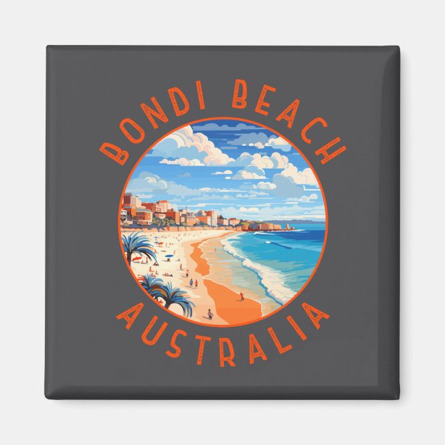 Imán Bondi Beach Australia Travel Art Vintage  (Frente)