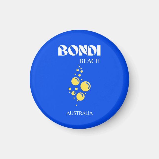 Imán Bondi Beach, Bondi Beach Travel Art, Blue (Frente)