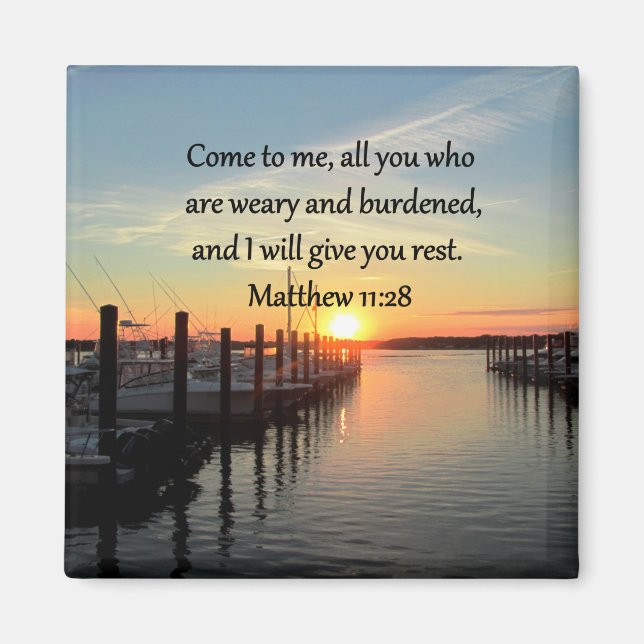IMÁN BONITA MATTHEW 11:28 SUNSET SCRIPTURE (Frente)