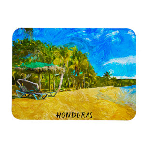 Imán Bonita pintura al óleo de Honduras Ocean View