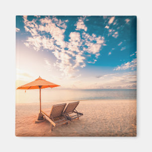 Imán Bonita puesta de sol en la playa de Las Maldivas