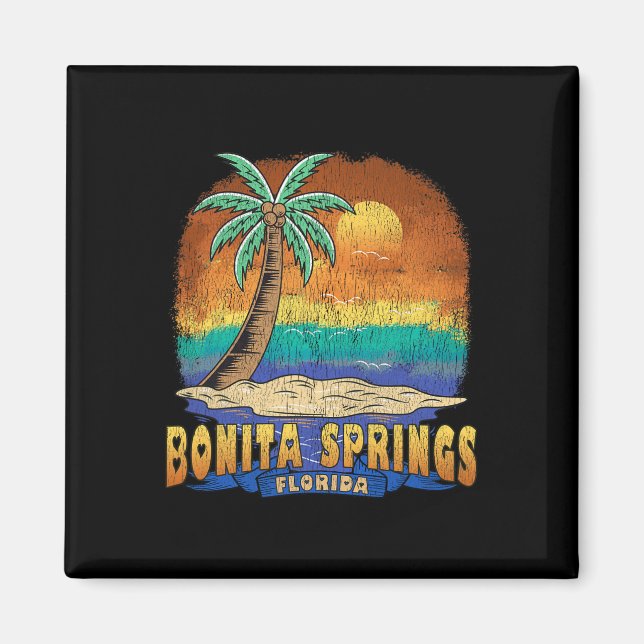 Imán Bonita Springs Florida Vintage Distresres Souvenir (Frente)
