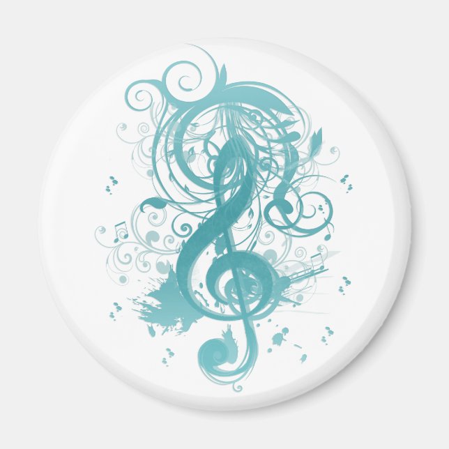 Imán Bonitas notas de música fresca con remolinos de ag (Frente)