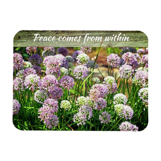 Imán Bonito Alium Garden Morado Flores Motivacionales (Horizontal)
