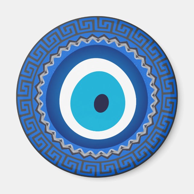 Imán Bonito azul griego Mandala Nazar Amulet de ojo mal (Frente)