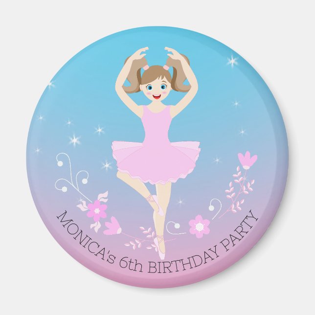 Imán Bonito Ballerina chica Fiesta de cumpleaños (Frente)