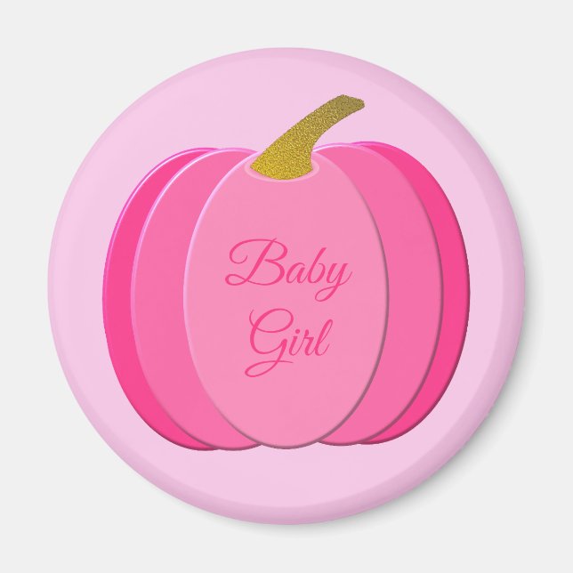 Imán Bonito Bebé Rosa Bebé Calabaza Personalizado (Frente)