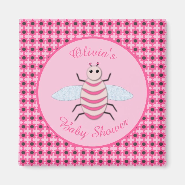 Imán Bonito Bebé Rosa Bee Baby Shower (Frente)