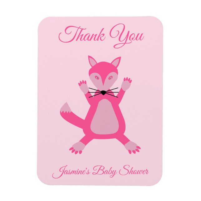 Imán Bonito Bebé Rosa Fox Personalizado Baby Shower (Vertical)