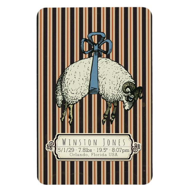 Imán Bonito Bow Sheep Collection™ - Información de naci (Vertical)
