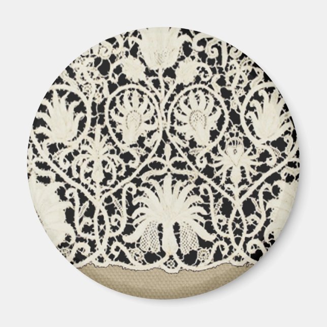 Imán Bonito clásico blanco de línea de encaje antiguo b (Frente)