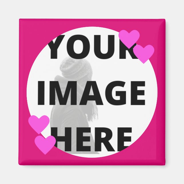 Imán Bonito Corazón rosa de tu imagen (Frente)