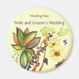 Imán bonito del recuerdo de la boda del ramo