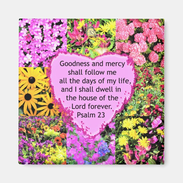 IMÁN BONITO DISEÑO FLORAL PSALM 23 (Frente)