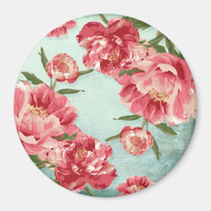 Imán Bonito Flor Retro Chintz Peonies Personalizados