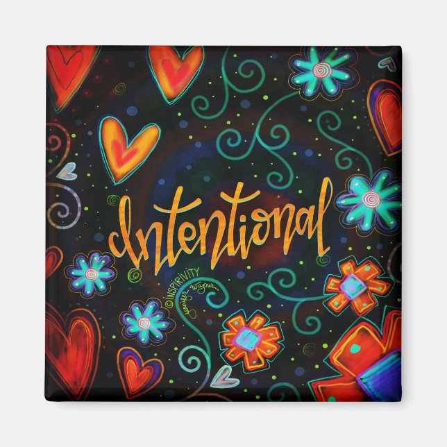 Imán Bonito floral intencional diversión de moda Inspir (Frente)