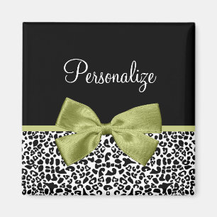 Imán Bonito Leopardo Imprimir Viñeta Verde Primavera c
