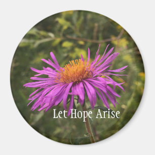 Imán Bonito Morado Oro Flor Cita de Esperanza Inspirado