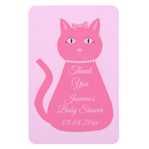 Imán Bonito Niña Rosa Personalizado Gato Baby Shower