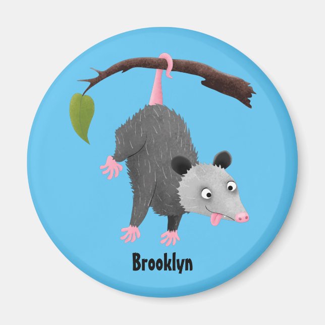 Imán Bonito opossum colgando de un personalizado de suc (Frente)