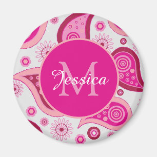 Imán Bonito Paisley Rosa Personalizado