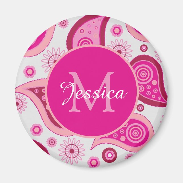Imán Bonito Paisley Rosa Personalizado (Frente)