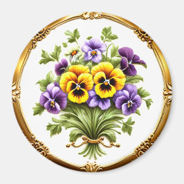 Imán Bonito Pansy Flower Bouquet Magnet