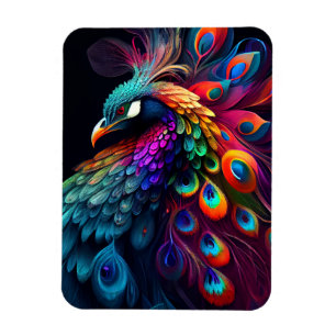 Imán Bonito pavo real sobre arte de fondo negro