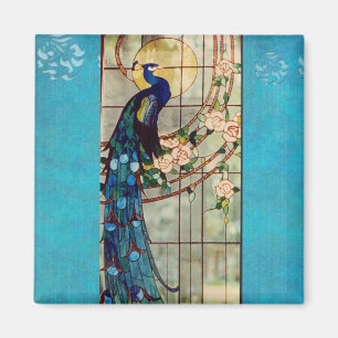 Imán Bonito Peacock de vidrio templado