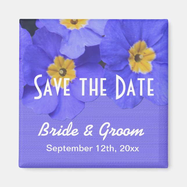 Imán Bonito primavera azul jardín flor salva la fecha (Frente)