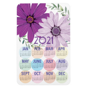 Imán Bonito Purple Daisies   Calendario Personalizado 2