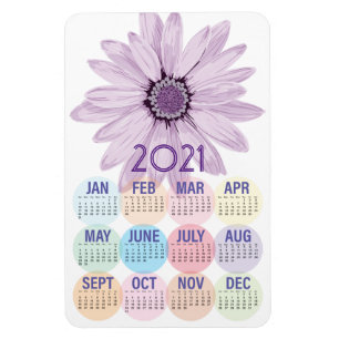 Imán Bonito Purple Daisy   Calendario Personalizado 202
