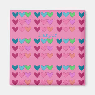 Imán Bonito Rosa Con Chicas Coloridos Del Corazón