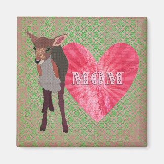Imán Bonito Rosa Fawn Elegante Damask Mamá Magnet
