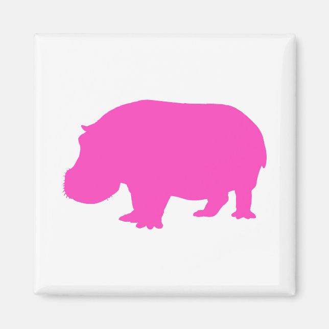 Imán Bonito Rosa Hippo Silhouette (Frente)