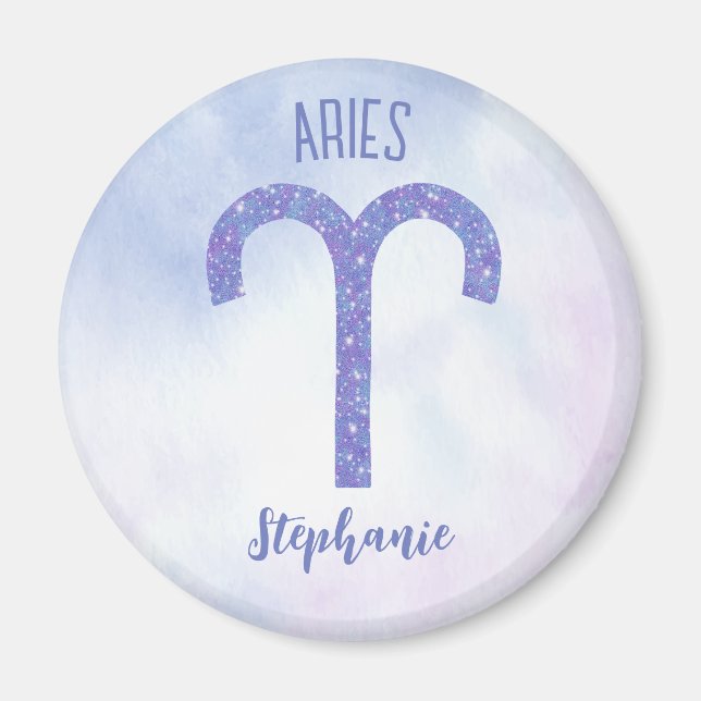 Imán Bonitos Aries Rótulo Astrología Púrpura Personaliz (Frente)